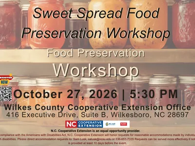 This a picture of jellies in a row advertising our Sweet Spread Workshop.