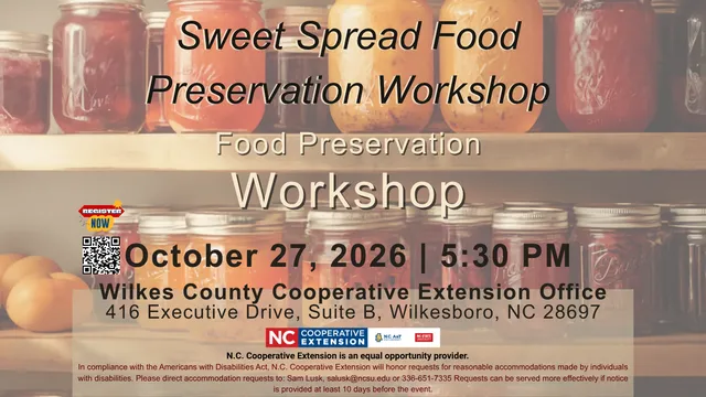 This a picture of jellies in a row advertising our Sweet Spread Workshop.
