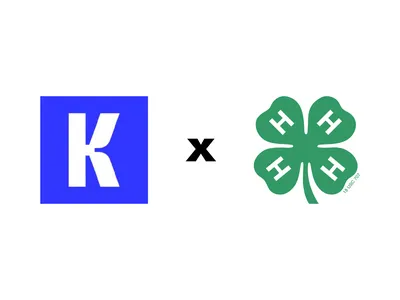 Kaleidoscope logo displayed next to the 4-H clover emblem, separated by an "X" symbol, representing the partnership between Kaleidoscope and North Carolina 4-H for the online project record system.