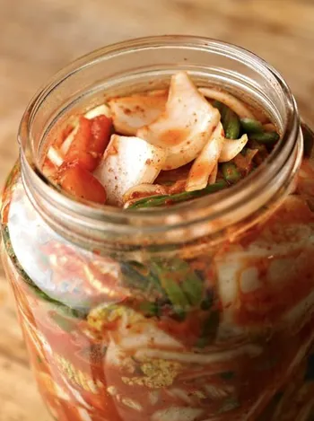 Colorful Kimchi in glass jar