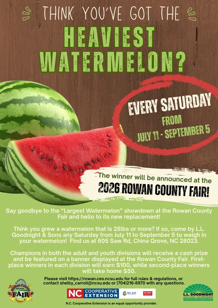 Watermelons must be sent to L.L Goodnight & Sons tp be weighted between July 11 and September 5 2026