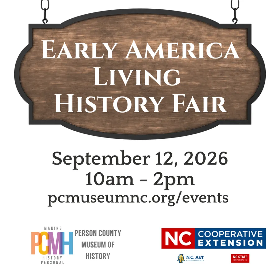 wooden hanging sign advertising the Early America Living History Fair