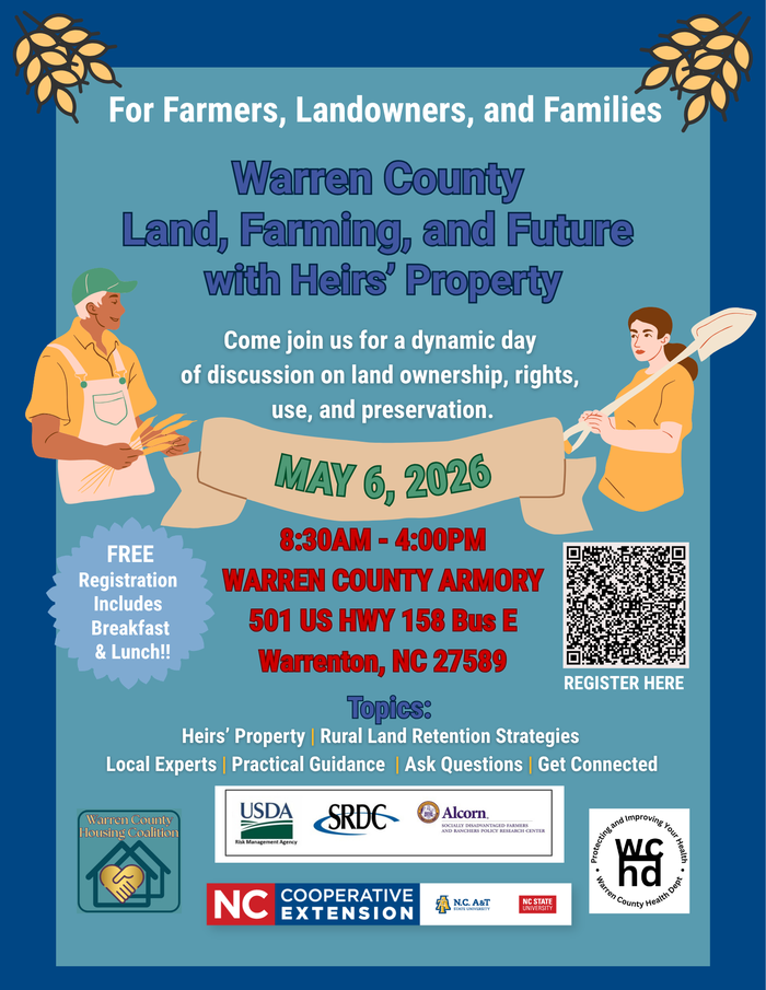 Flyer with images of farmers listing details of event