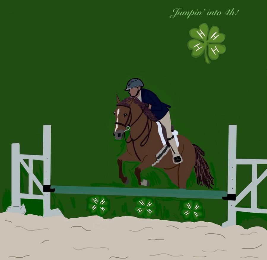 A picture of a horse and rider going over a jump