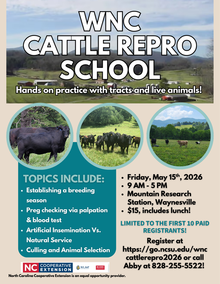 Flyer for May 15th wnc cattle repro school