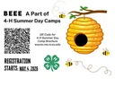 beehive to the right, 4-h clover on the bottom, qr code for the summer day camp registration