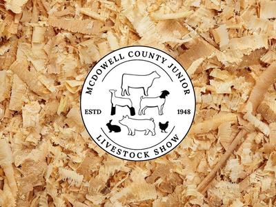 McDowell County Junior Livestock Show Logo. Has Rabbit, Chicken, Sheep, Goat, Cow and Pig inside it.