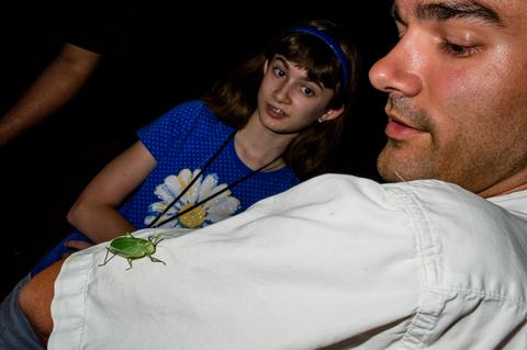 Person with katydid on shirt
