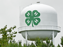 Water tower with the 4-H Emblem on it, located at the Eastern 4-H Center.