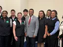 North Carolina 4-H youth delegation posing with a U.S. Representative during a visit to the U.S. Capitol at National 4-H Conference.
