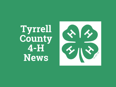 Green background with the text “Tyrrell County 4-H News” and a 4-H clover emblem.