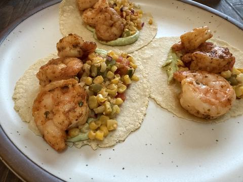 North Carolina shrimp with a corn salsa.