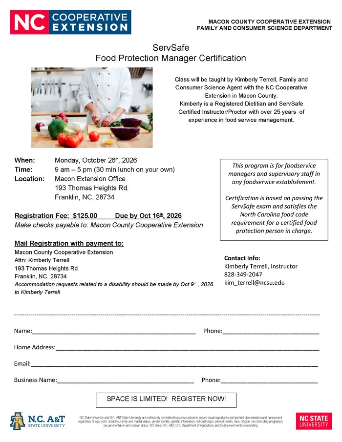 October ServSafe Flyer