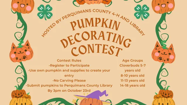This flyer features pumpkins and it shares the details for the pumpkin carving contest.