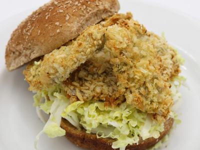 Oyster burger recipe photo.