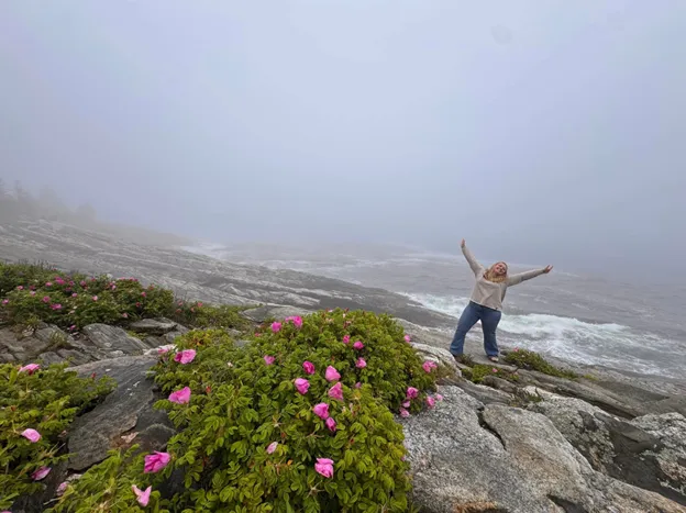 Cari on the side of a mountain