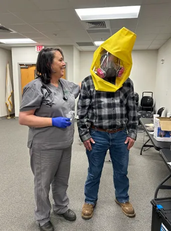 nurse providing a FIT test on one our pesticide applicators