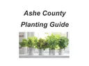 Words "Ashe County Planting Guide" above four potted herbs sitting on a windowsill