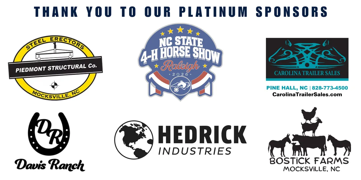 A group of logos of the different companies and individuals that sponsored the NC State 4-h Horse Show