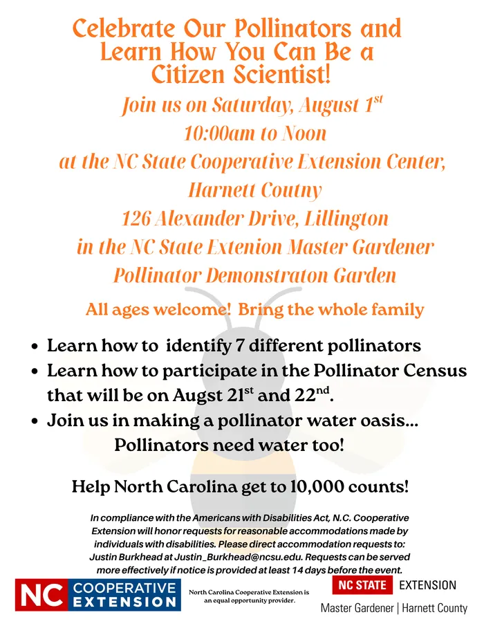 a picture of a flyer for a pollinator event