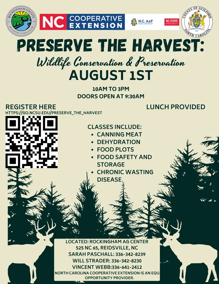Flyer for Preserve the Harvest Wildlife Conservation and Preservation Program. August 1st.