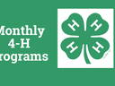 Green background with the text “Monthly 4-H Programs” and a 4-H clover emblem.