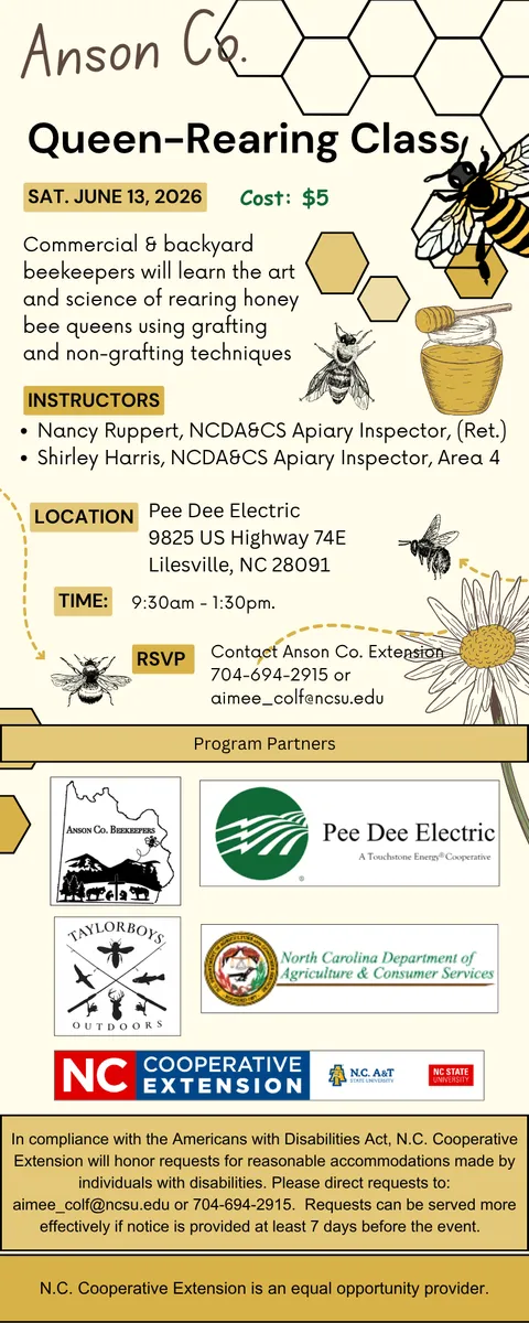 Queen rearing class promotional flyer.