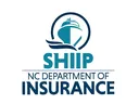 SHIIP NC Department of Insurance logo with modern blue ship and blue letters