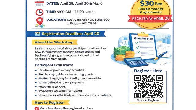 Grant Writing Workshop flyer