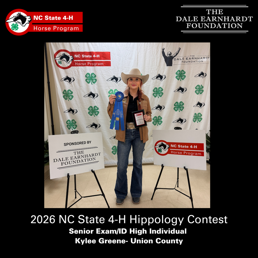 The top senior in Exam/ID and their awards for the 2026 NC State 4-H Hippology Contest