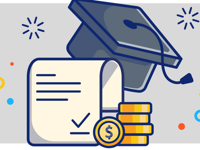 cartoon cap, coins, and accepted application for Scholarships