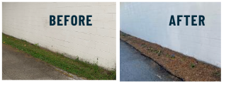 Flowerbed before (left) and after (right) images 