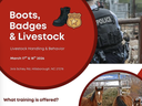 flier showing livestock advertising a training for emergency workers to deal with livestock during emergencies