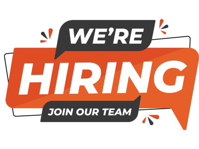 sign reading we're hiring, join our team