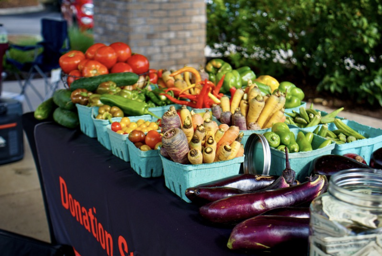 Vegetables on the Donation Station Table at the Farmers Market
