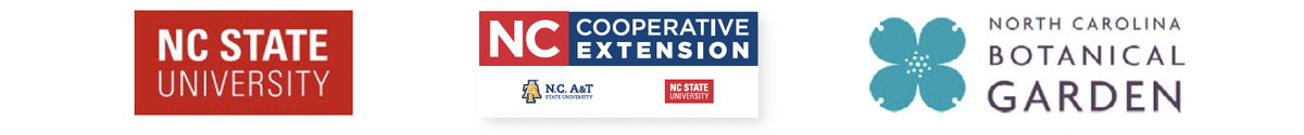 NC State University logo, NC Cooperative Extension logo, and NC Botanical Garden logo