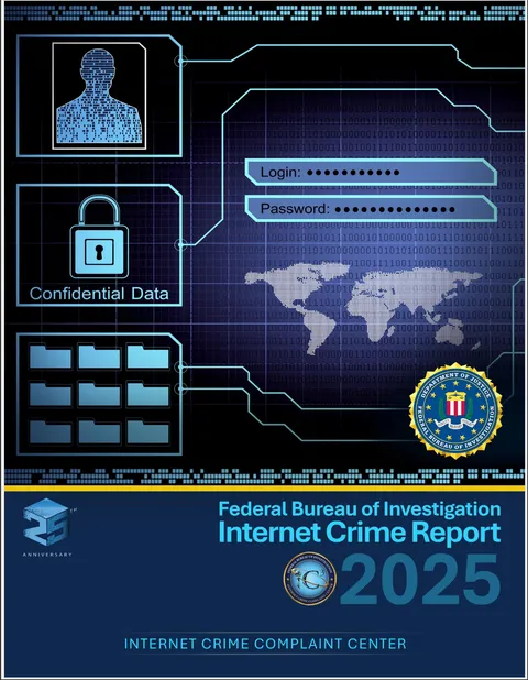 A montage of elements including the FBI logo, a world map and schematic elements.