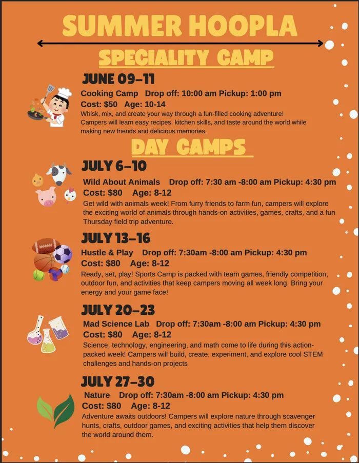2026 Summer Hoopla weekly descriptions