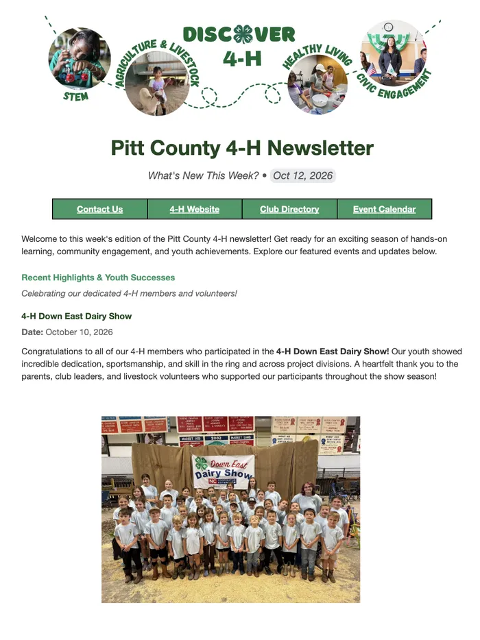 discover 4-H Pitt county 4-H newsletter