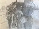 Drawing of a horse and handler