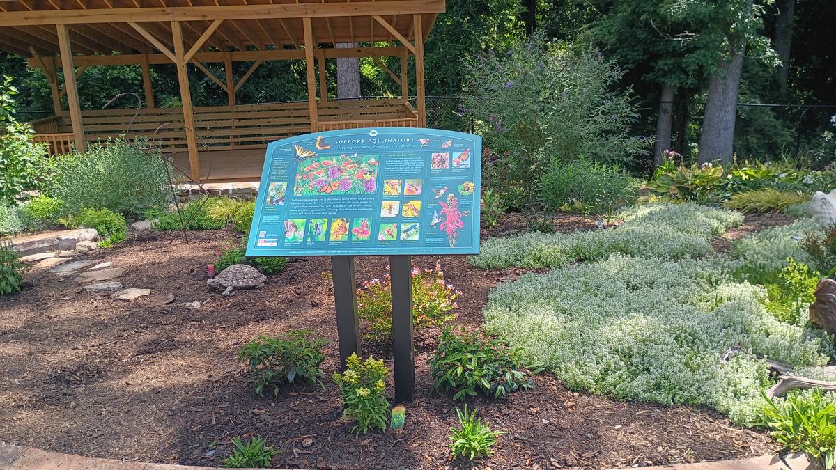 Pollinators sign at Tanglewood Park Arboretum