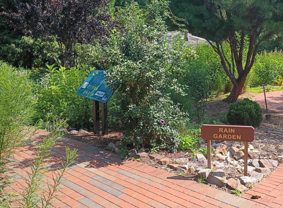 Rain Gardening sign in Tanglewood Park Arboretum