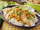 Frozen chicken and vegetables in a quick meal.