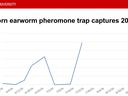 Corn earworm trap catches