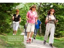 Participants walking with Ski walking poles on a trail in springtime.