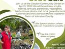 Annual Master Gardener Plant Sale Saturday, April 11,  2026, 8:00 -1:00 pm at the Clayton Community Center.