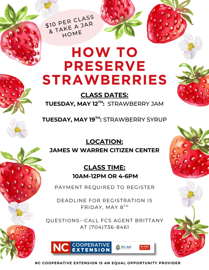 May 2026 Strawberry Preserving Class flyer