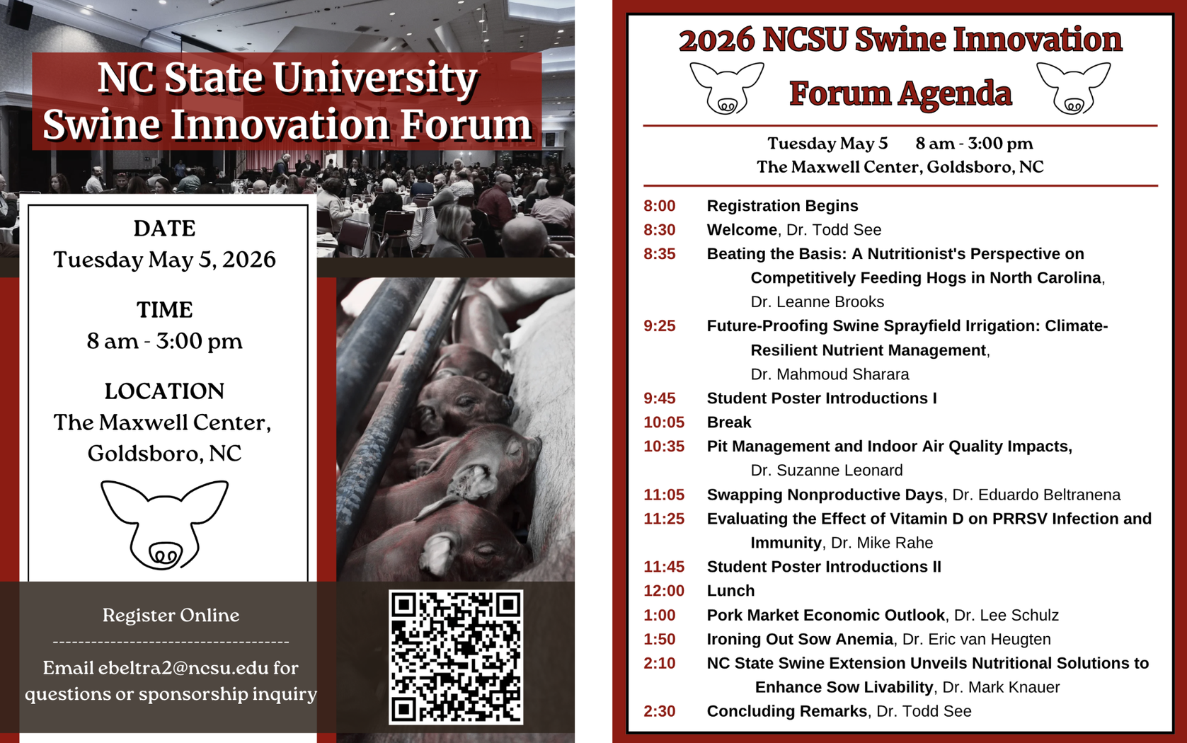 NC State Swine Innovation Forum Flyer and Agenda