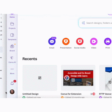 animated GIF showing toggle for teams in Canva