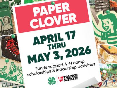 Promotional image for 2026 Spring Tractor Supply Paper Clover Campaign